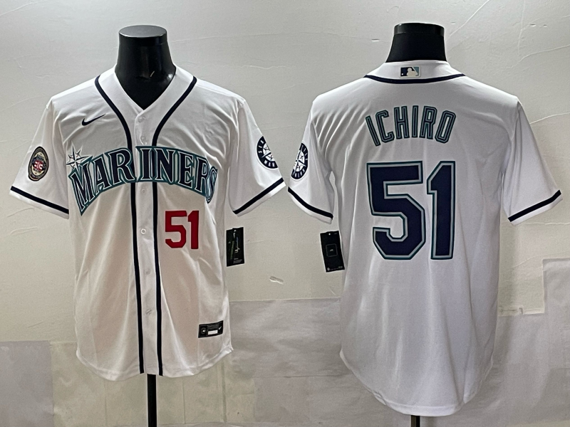 Men Seattle Mariners #51 Ichiro white MLB 2025 Nike jersey 0012->seattle mariners->MLB Jersey